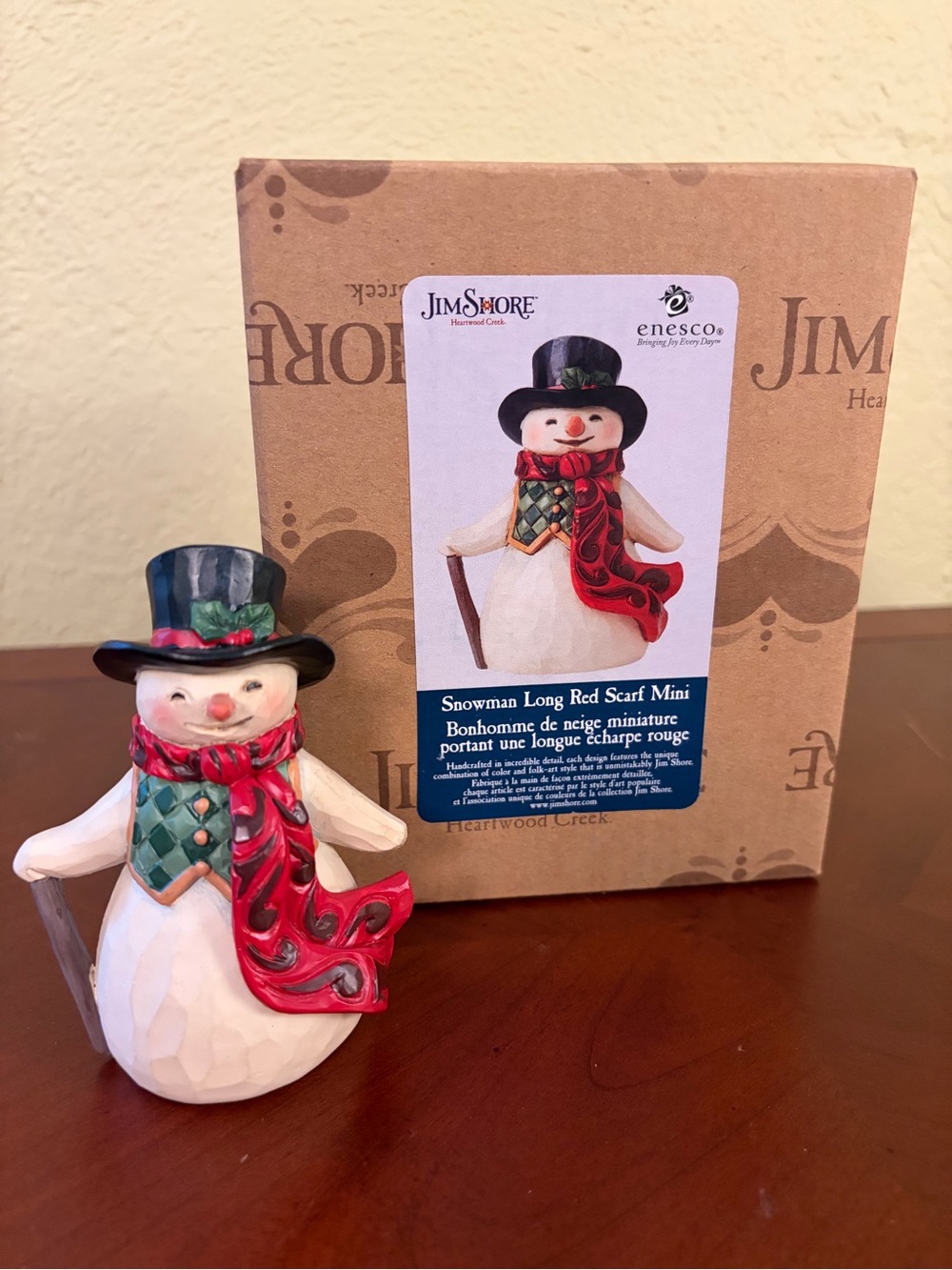 Jim Shore Heartwood Creek Snowman Long Red Scarf Mini Figurine 6009008 With Box
